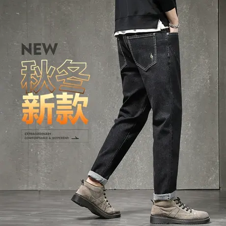男裤子ins高街潮牌秋季牛仔长裤男士宽松直筒休闲秋冬款男装秋装商品大图