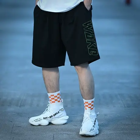 潮牌加肥加大码夏季新款简约oversize五分裤潮胖子休闲嘻哈短裤男商品大图