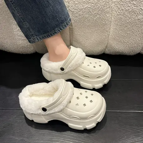 卡通棉拖鞋女冬季时尚外穿居家保暖防滑增高厚底耐磨甜美包头拖女商品大图