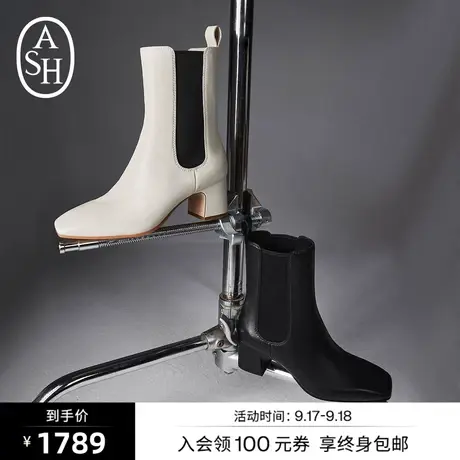 ASH女鞋新款CHER粗跟低筒高跟鞋方头时装靴瘦瘦靴图片
