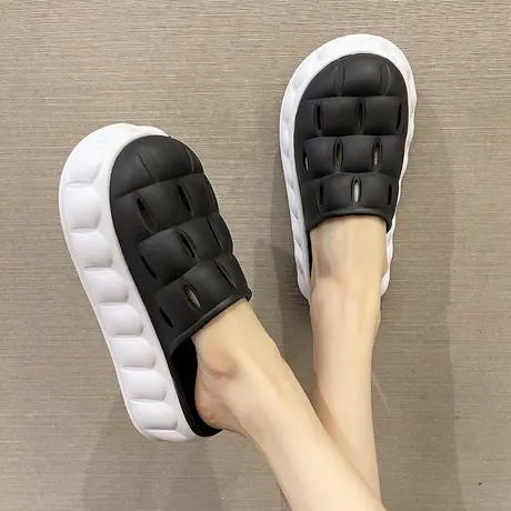 新款厚底洞洞鞋女ins潮时尚外穿夏季防滑松糕增高包头沙滩凉拖鞋商品大图