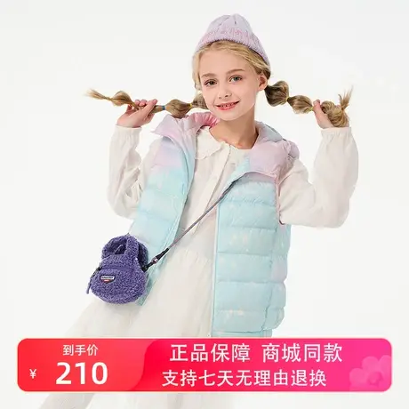坦博尔2023年新款童装连帽羽绒马甲男女童轻薄短款保暖秋冬外套商品大图