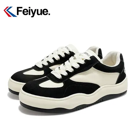 feiyue/飞跃厚底拼接板鞋女鞋2024春季官方新款黑色百搭休闲鞋957商品大图