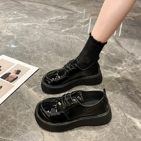 松糕厚底小皮鞋女2024新款春秋英伦复古圆头玛丽珍单鞋小众设计感图片