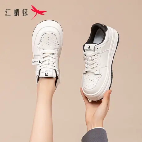 红蜻蜓板鞋女鞋春季新款2023爆款小白鞋女厚底鞋子运动休闲面包鞋图片