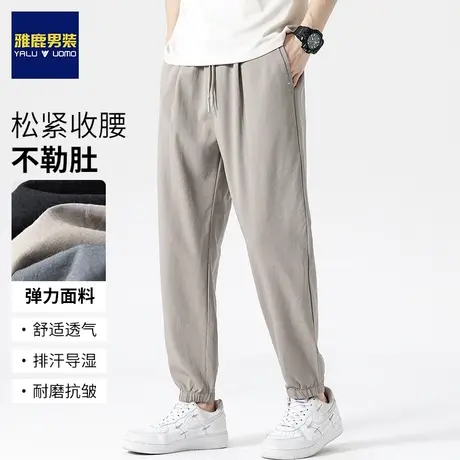 雅鹿休闲卫裤男士春秋季2024宽松新款潮流重磅束脚运动工装长裤子商品大图