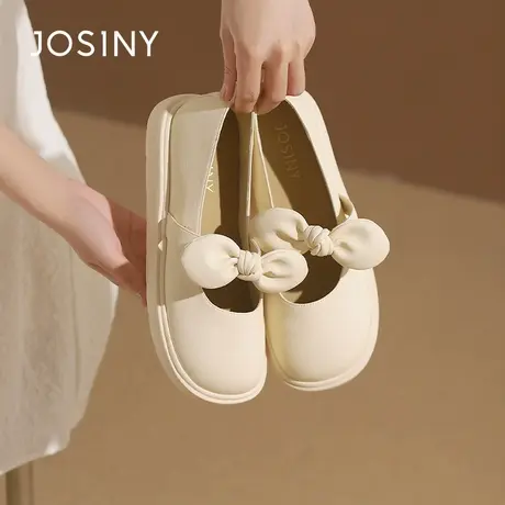 Josiny/卓诗尼法式蝴蝶结妈妈鞋2023夏秋新款平底配裙子孕妇鞋女商品大图