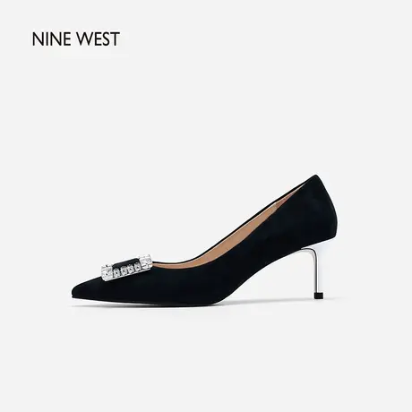 Nine West/玖熙2023年春夏新款高跟鞋女细跟尖头水钻通勤浅口单鞋图片