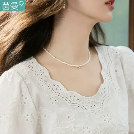 茵曼法式短袖花边衬衣女2023年夏季新款衬衫仙女上衣超仙甜美温柔商品大图
