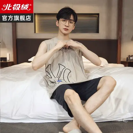 莫代尔睡衣男款夏季大码无袖凉感背心青年2023新款男士家居服套装商品大图