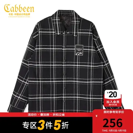 卡宾男装潮流格纹棉外套秋冬新款宽松棉衣时尚情侣装简约W图片
