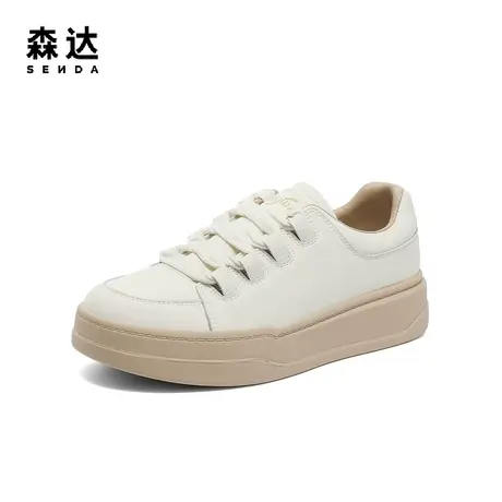 森达时尚小白鞋女秋季商场同款简约舒适厚底休闲板鞋SUR01CM3图片