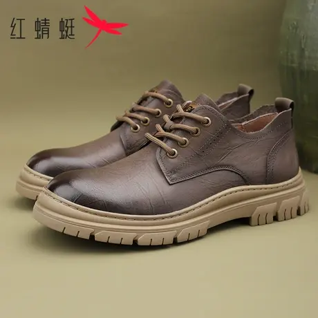 红蜻蜓男鞋2025春季新款真皮户外工装鞋男士通勤舒适百搭复古皮鞋商品大图