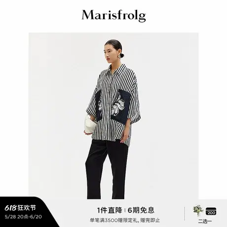 【精简美学】玛丝菲尔夏时尚松紧腰头兜量插袋黑色长裤女商品大图