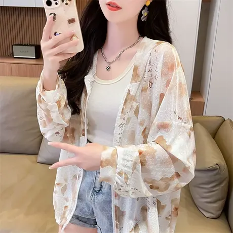小个子透气防晒衣女夏季韩版宽松大码女装冰丝薄款中国风开衫外套商品大图
