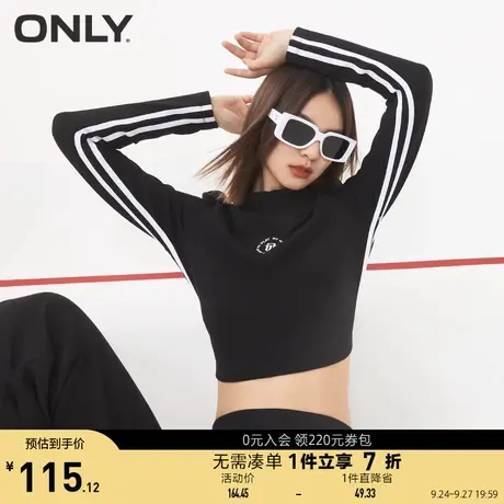 ONLY奥莱夏季通勤半高领百搭纯色长袖修身T恤女商品大图