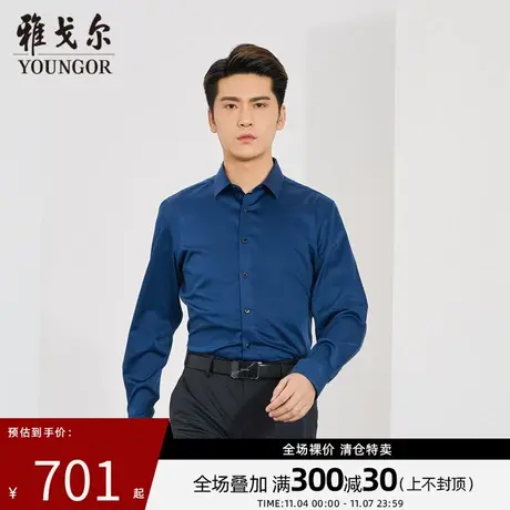 雅戈尔奥莱 商场同款男士长袖衬衫秋季官方DP免烫长袖衬衫男商品大图