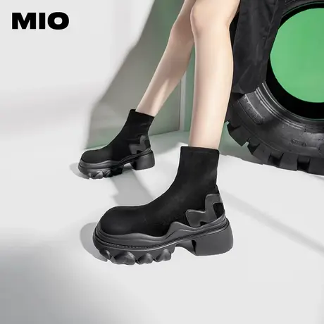 [钟楚曦同款]MIO松糕短靴厚底瘦瘦靴增高弹力靴短靴图片