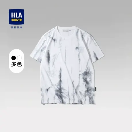 HLA/海澜之家三国演义棉盖丝罗纹圆领水墨晕染夏季套头短袖T恤男商品大图