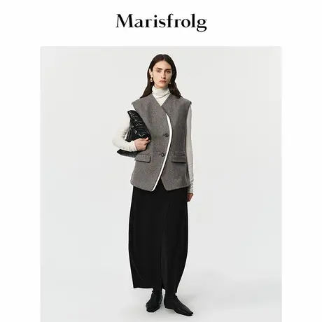 Marisfrolg玛丝菲尔2025冬季新款立裁解构优雅花苞围裹长款半身裙图片