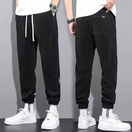 潮牌ins束脚灯芯绒裤男士韩版潮流运动裤春秋休闲九分裤痞帅卫裤图片