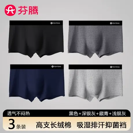3条 芬腾男士纯棉内裤2025新款男款青少年男生大码四角平角短裤头商品大图