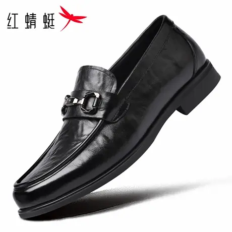 红蜻蜓男鞋秋冬新款鞋子男士休闲商务皮鞋一脚蹬乐福豆豆鞋男真皮商品大图