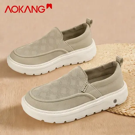 奥康男鞋2026新款春季一脚蹬布鞋男轻便透气软底休闲百搭复古板鞋商品大图