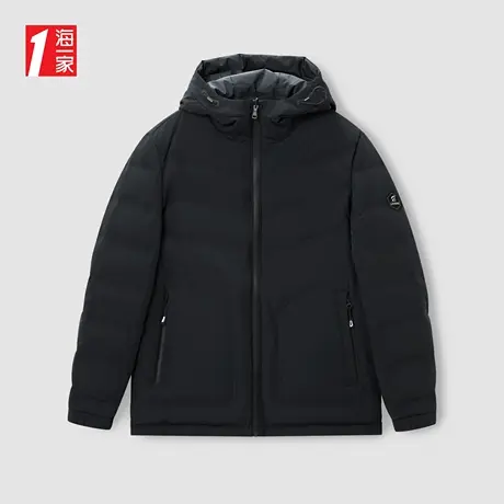 海一家时尚两面穿外套冬季连帽保暖基础休闲简约男士羽绒服图片