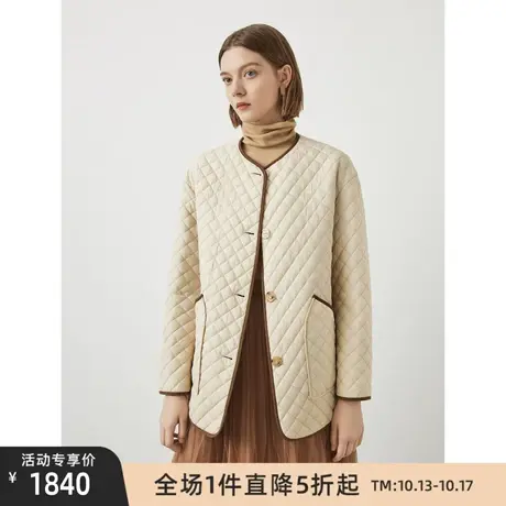 朗姿新款法式气质保暖显瘦外套圆领通勤棉服冬季上衣商场同款图片