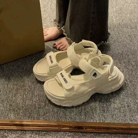 沙滩凉鞋女2023新款夏季外穿运动风高级感字母网红松糕厚底凉鞋商品大图