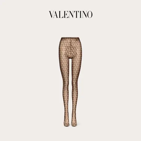 【季末优惠】华伦天奴VALENTINO女士V标志印花连裤袜图片