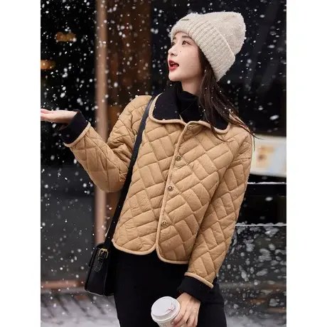时尚气质休闲短款棉服女士2023年冬季新款薄款休闲百搭加厚外套商品大图