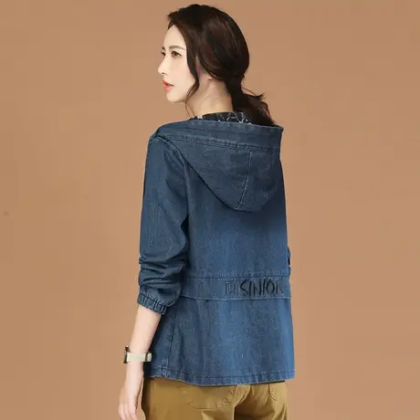 韩潮袭人拼接连帽牛仔短外套女2023秋新款刺绣棒球服宽松夹克上衣图片