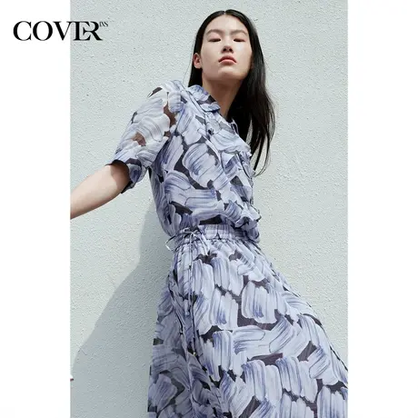 COVER夏季垂感法式荷叶边灯笼袖衬衫商品大图