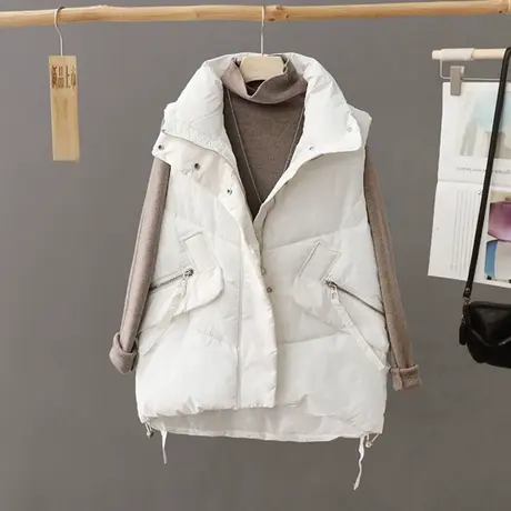 前短后长羽绒棉马甲女款外穿洋气时尚宽松韩版秋冬季棉衣外套坎肩图片
