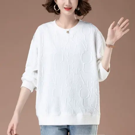 长袖卫衣女春秋季新款宽松加肥加大码女装妈妈休闲减龄显瘦打底衫图片