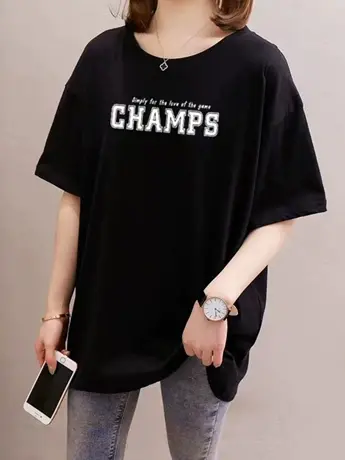 大码女装2023年新款夏装短袖女巨显瘦遮肚子减龄上衣宽松t恤女潮图片