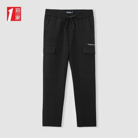 海一家抽绳松紧腰长裤2023秋季新款大口袋装饰基础男士休闲裤商品大图