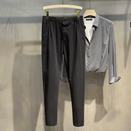 Ekecel2023新款男士休闲裤  韩版修身休闲长裤男小脚裤厚款男裤商品大图