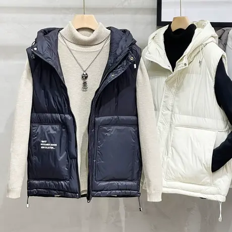 秋冬季款立领男士棉服外套男装马甲保暖羽绒马夹休闲棉衣背心外穿图片