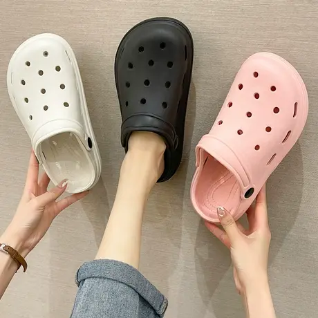 凉拖鞋女夏时尚外穿洞洞鞋2024年新款两穿凉鞋厚底舒适防滑包头拖商品大图