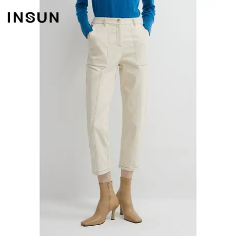 INSUN恩裳冬季白色百搭棉质小脚裤商品大图