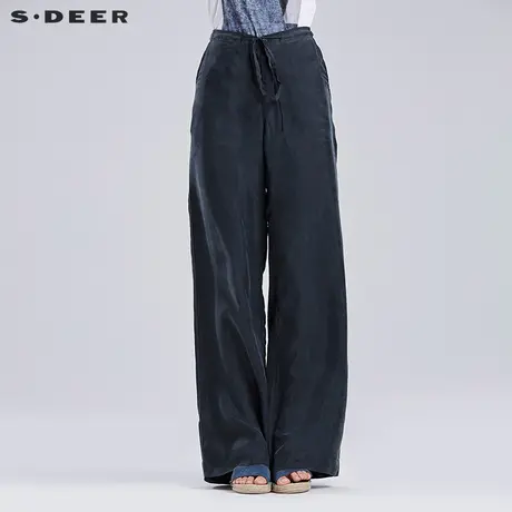 s.deer【商场同款】圣迪奥简约纯色阔腿长裤S16280837商品大图