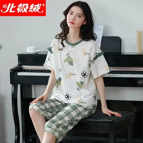 北极绒睡衣女士夏季纯棉2022年新款薄款宽松大码可外穿家居服套装商品大图