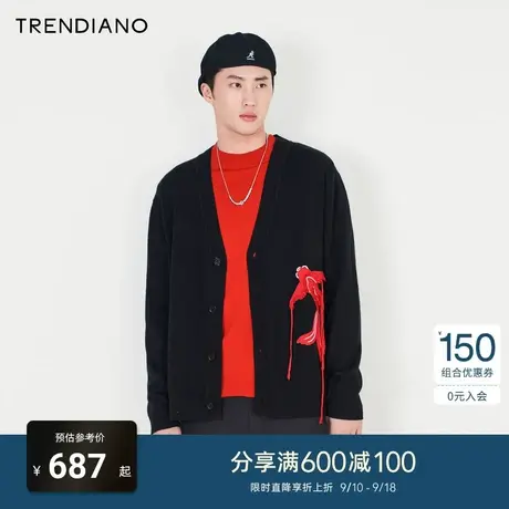 TRENDIANO官方2023新款春季男装针织衫时尚毛织外套商品大图