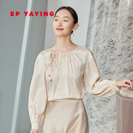 [真丝系列]EP雅莹女装 新中式暗纹提花衬衫 2023新款2309A图片