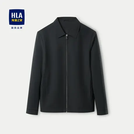 HLA/海澜之家牛奶丝夹克2024春夏新款商务翻领微弹纯色外套男图片