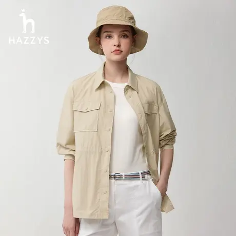 【工装夹克】Hazzys哈吉斯奥莱24春季新款宽松休闲衬衫式薄外套女图片