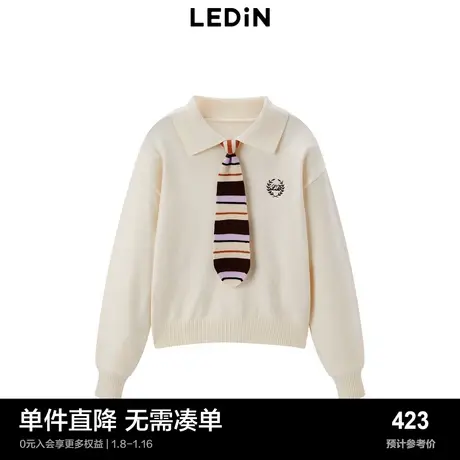 【商场同款】乐町领带POLO针织衫23秋冬新款学院风毛衣C1EED4273图片